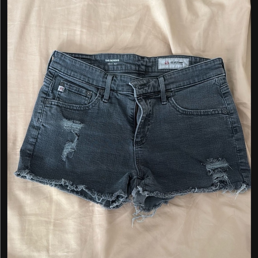 Ag Adriano Goldschmied Gray Distressed Jean Shorts